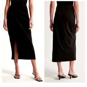 NWT ABERCROMBIE Premium Crepe Black Draped Midi Skirt Small